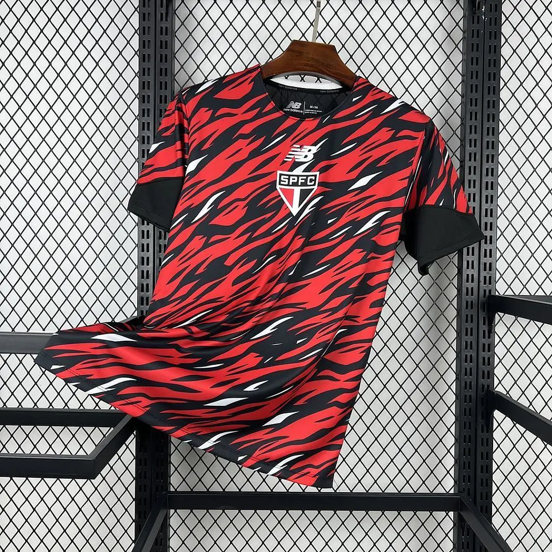 CAMISA SÃO PAULO 26/27 PRÉ-JOGO - Preta e Vermelha 1