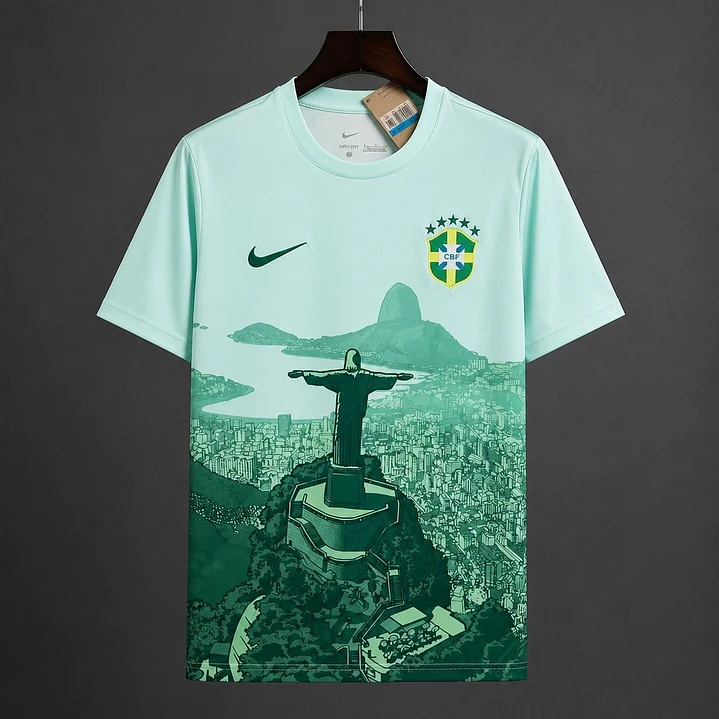 CAMISA SELEÇÃO BRASILEIRA 2026 EDIÇÃO ESPECIAL - Verde Claro Cristo Redentor 1