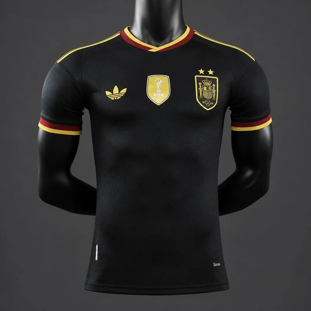 CAMISA ESPANHA 2026 PRETA E DOURADA - Versão Jogador Slim Fit 1