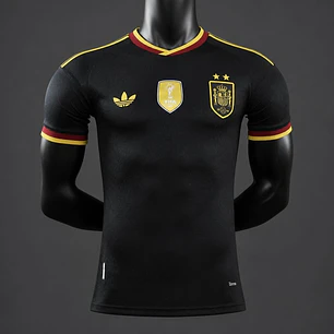 CAMISA ESPANHA 2026 PRETA E DOURADA - Versão Jogador Slim Fit