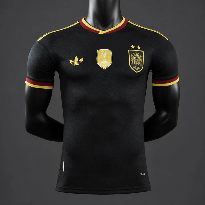 CAMISA ESPANHA 2026 PRETA E DOURADA - Versão Jogador Slim Fit 1