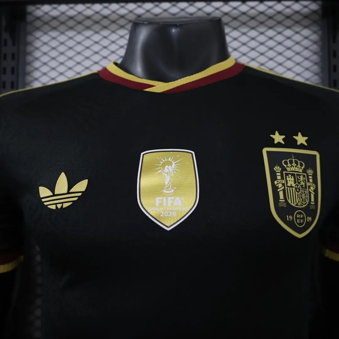 CAMISA ESPANHA 2026 PRETA E DOURADA - Versão Jogador Slim Fit 7