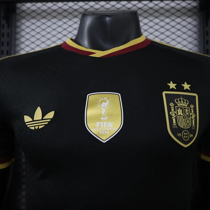 CAMISA ESPANHA 2026 PRETA E DOURADA - Versão Jogador Slim Fit 7