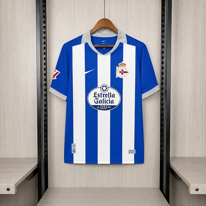 CAMISA DEPORTIVO LA CORUÑA 26/27 CASA - Azul e Branca Listrada 1
