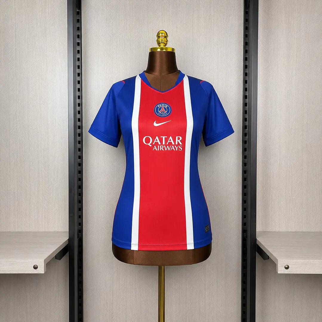 CAMISA PSG 26/27 CASA - Azul e Vermelha - Feminina 1
