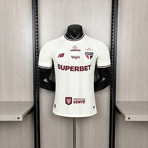 CAMISA SÃO PAULO III 26/27 - Bege - Versão Jogador Slim Fit - Todos os Patrocínios