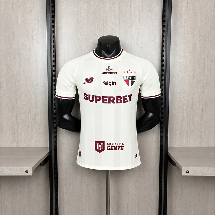 CAMISA SÃO PAULO III 26/27 - Bege - Versão Jogador Slim Fit - Todos os Patrocínios 1