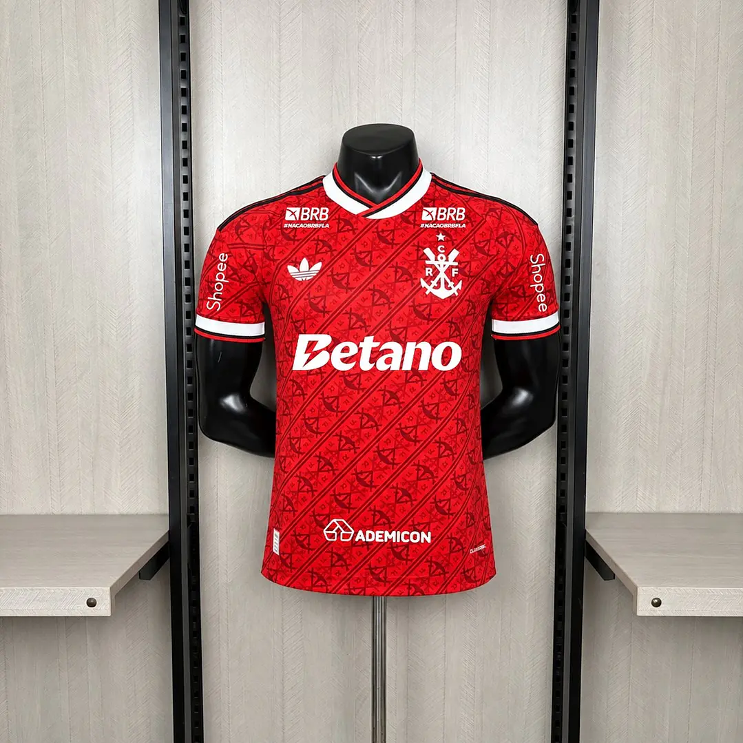 CAMISA FLAMENGO III 26/27 - Vermelha Estampada - Versão Jogador Slim Fit - Todos os Patrocínios 1