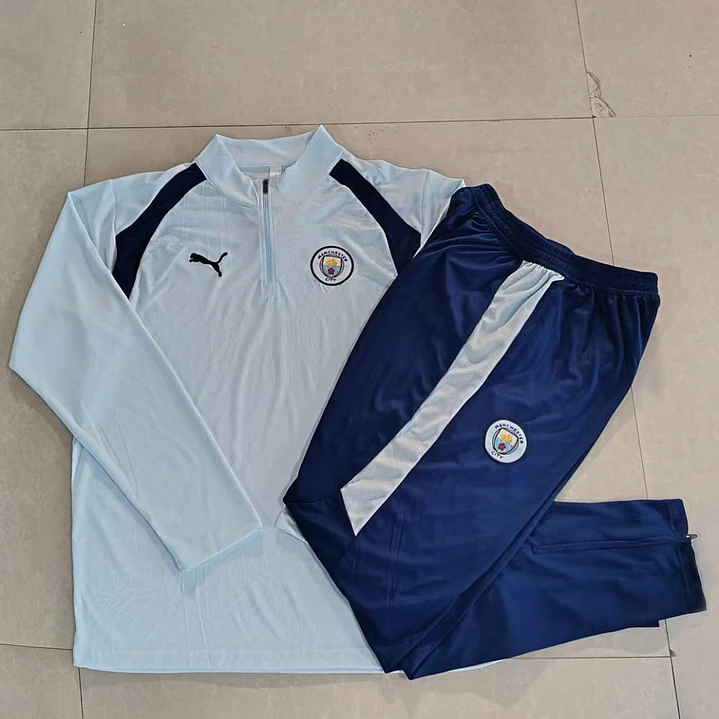 CONJUNTO DE TREINO MANCHESTER CITY 26/27 - MEIO ZÍPER - Azul Claro e Azul-Marinho 1