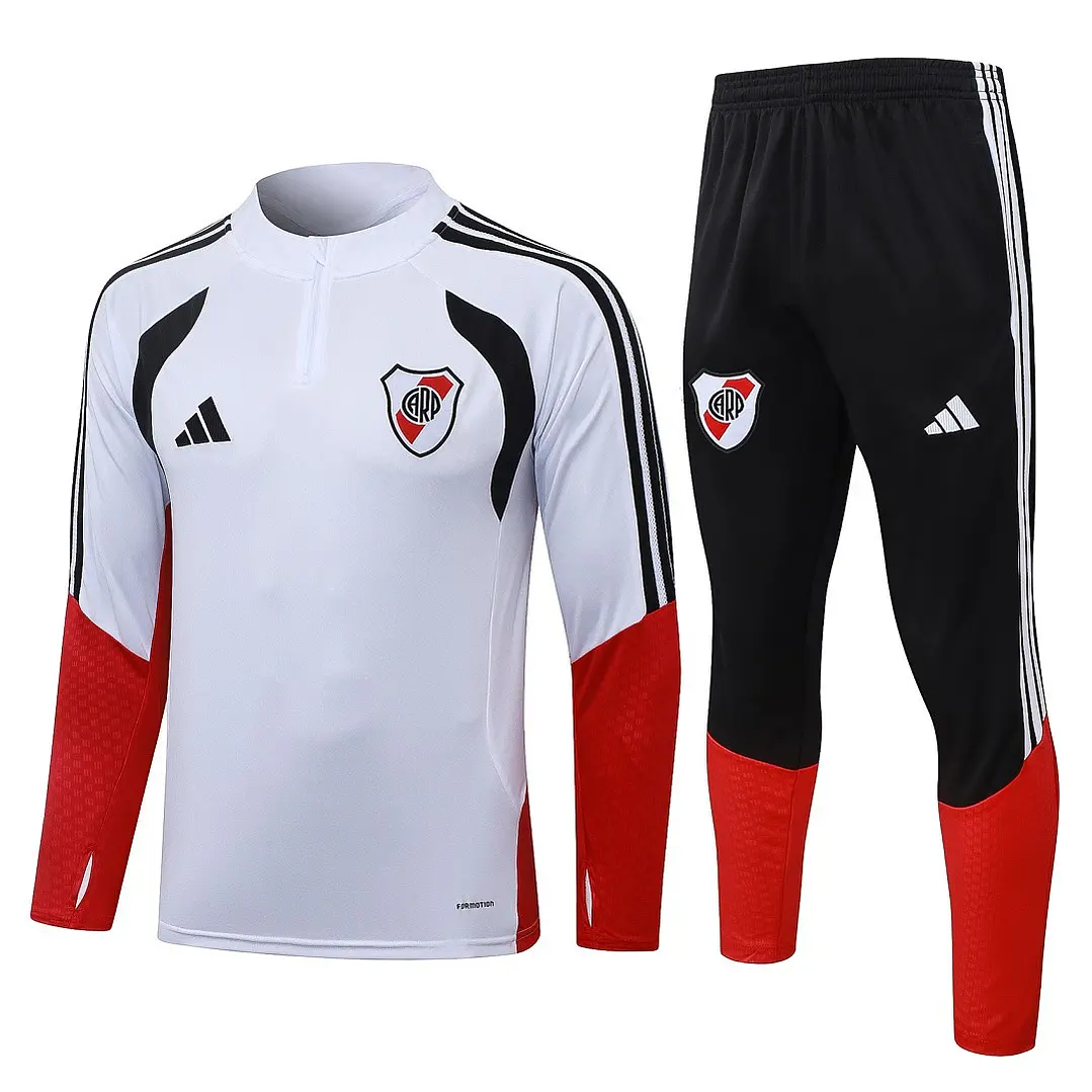 CONJUNTO DE TREINO RIVER PLATE 26/27 - MEIO ZÍPER - Branco, Preto e Vermelho 1