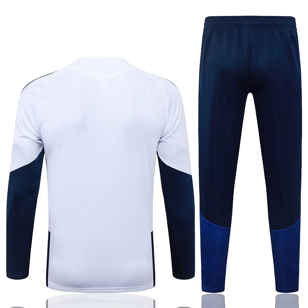 CONJUNTO DE TREINO BOCA JUNIORS 26/27 - MEIO ZÍPER - Branco e Azul-Marinho 2