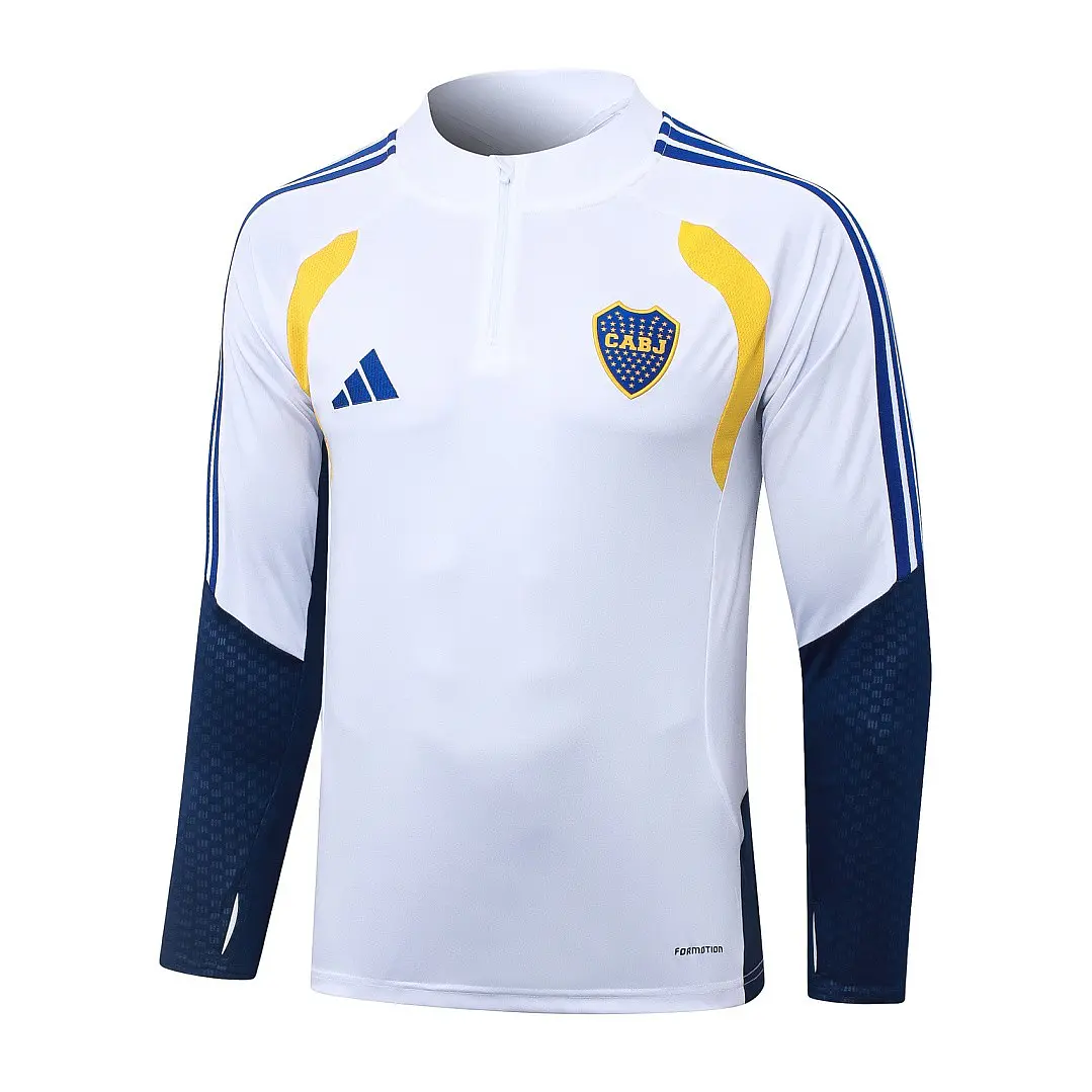 CONJUNTO DE TREINO BOCA JUNIORS 26/27 - MEIO ZÍPER - Branco e Azul-Marinho 3