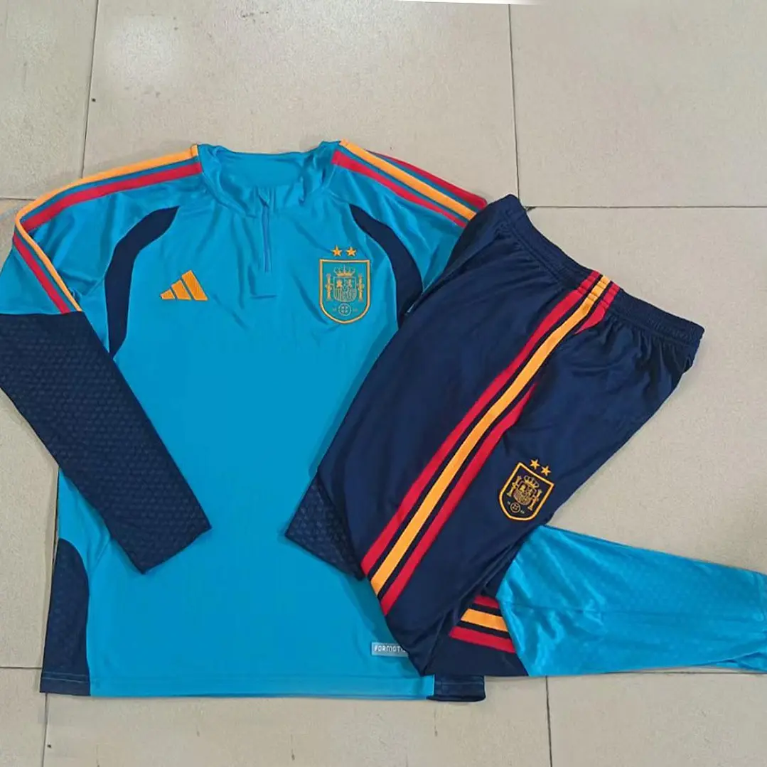 CONJUNTO DE TREINO ESPANHA 26/27 - MEIO ZÍPER - Azul Turquesa - 2 Estrelas 2