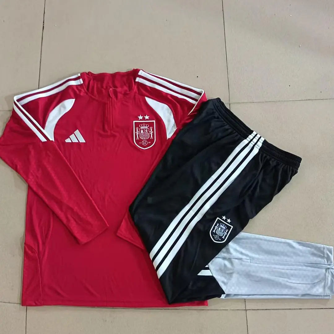 CONJUNTO DE TREINO ESPANHA 26/27 - MEIO ZÍPER - Vermelho - 2 Estrelas 2