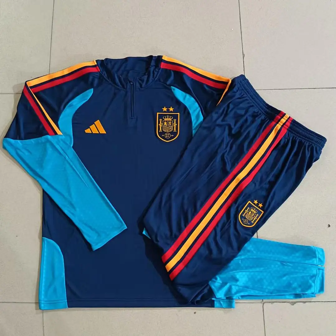 CONJUNTO DE TREINO ESPANHA 26/27 - MEIO ZÍPER - Azul-Marinho - 2 Estrelas 2