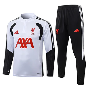 CONJUNTO DE TREINO LIVERPOOL 26/27 - MEIO ZÍPER - Branco e Preto