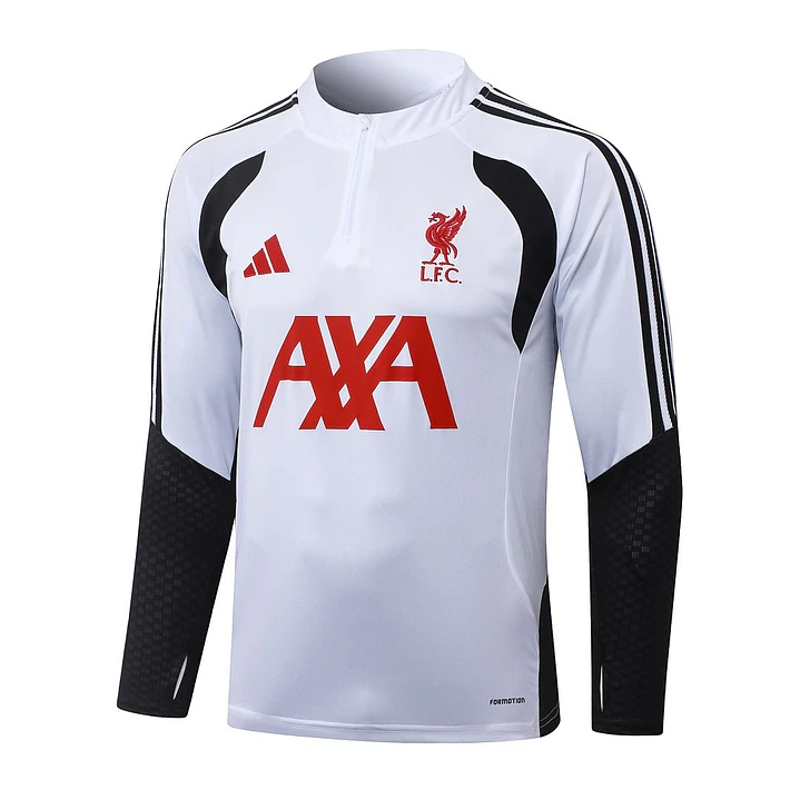 CONJUNTO DE TREINO LIVERPOOL 26/27 - MEIO ZÍPER - Branco e Preto 3