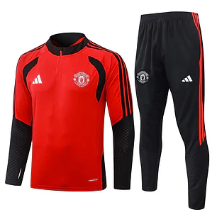 CONJUNTO DE TREINO MANCHESTER UNITED 26/27 - MEIO ZÍPER - Vermelho e Preto