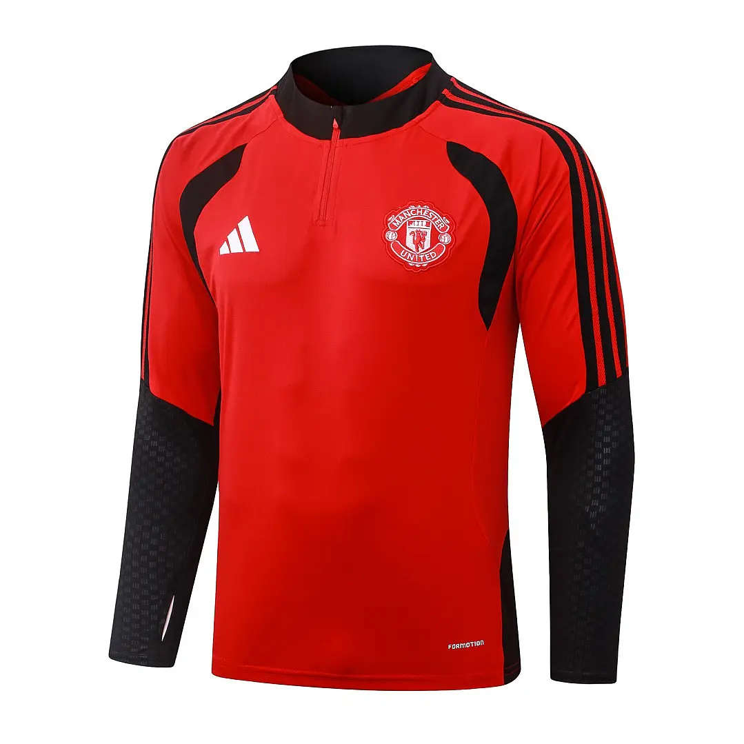 CONJUNTO DE TREINO MANCHESTER UNITED 26/27 - MEIO ZÍPER - Vermelho e Preto 3
