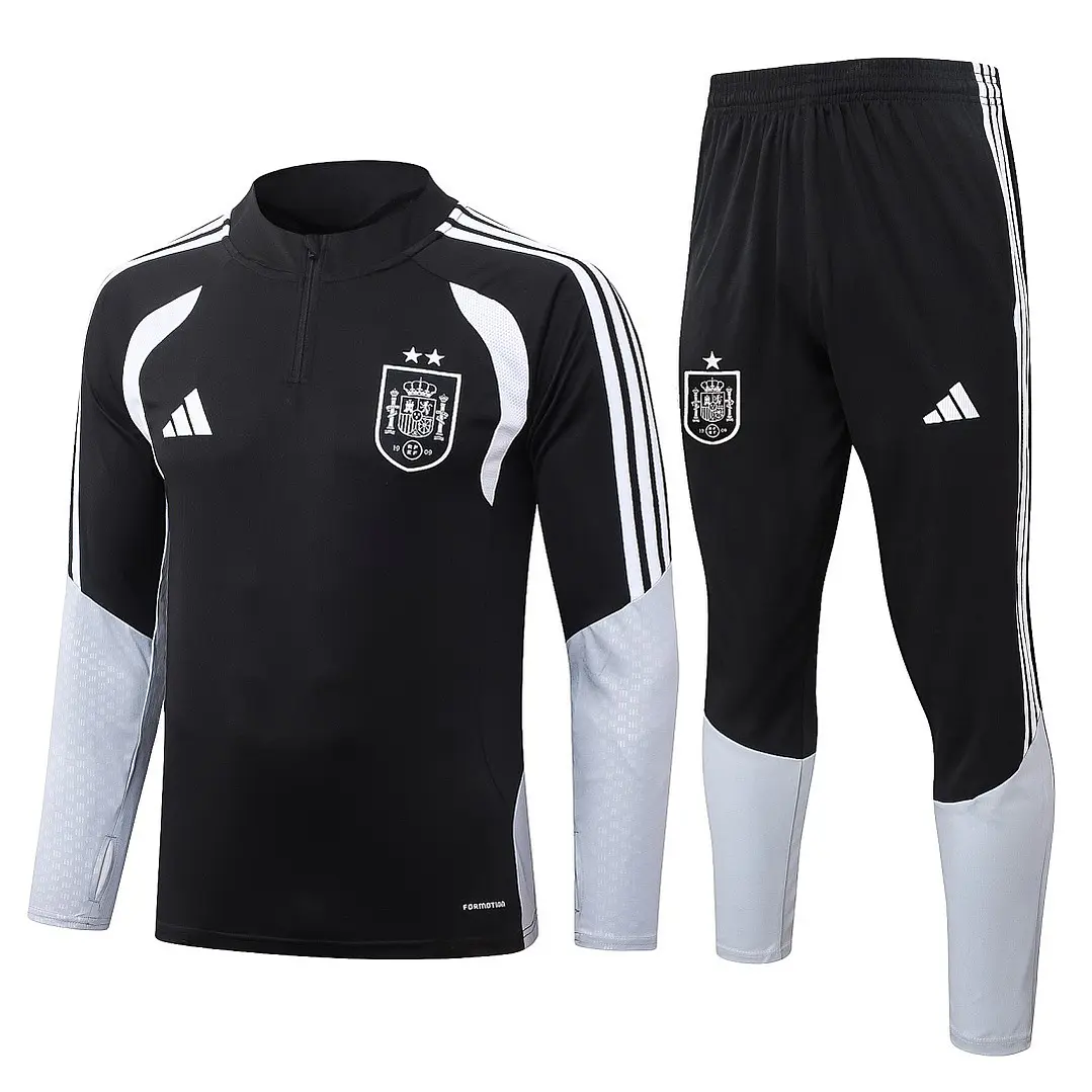 CONJUNTO DE TREINO ESPANHA 26/27 - MEIO ZÍPER - Preto e Branco - 2 Estrelas 1