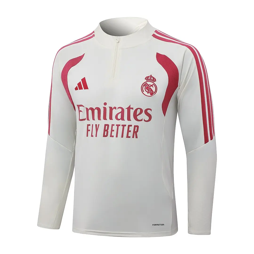 CONJUNTO DE TREINO REAL MADRID 26/27 - MEIO ZÍPER - Bege e Rosa 3