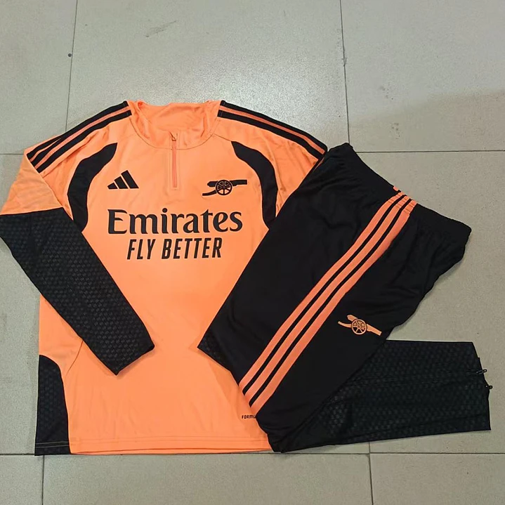 CONJUNTO DE TREINO ARSENAL 26/27 - MEIO ZÍPER - Laranja e Preto 5