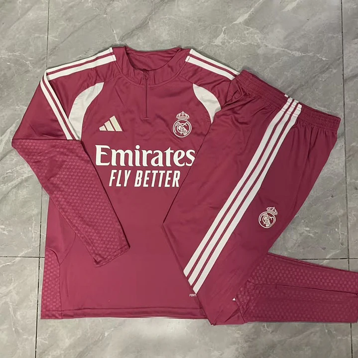 CONJUNTO DE TREINO REAL MADRID 26/27 - MEIO ZÍPER - Rosa 5