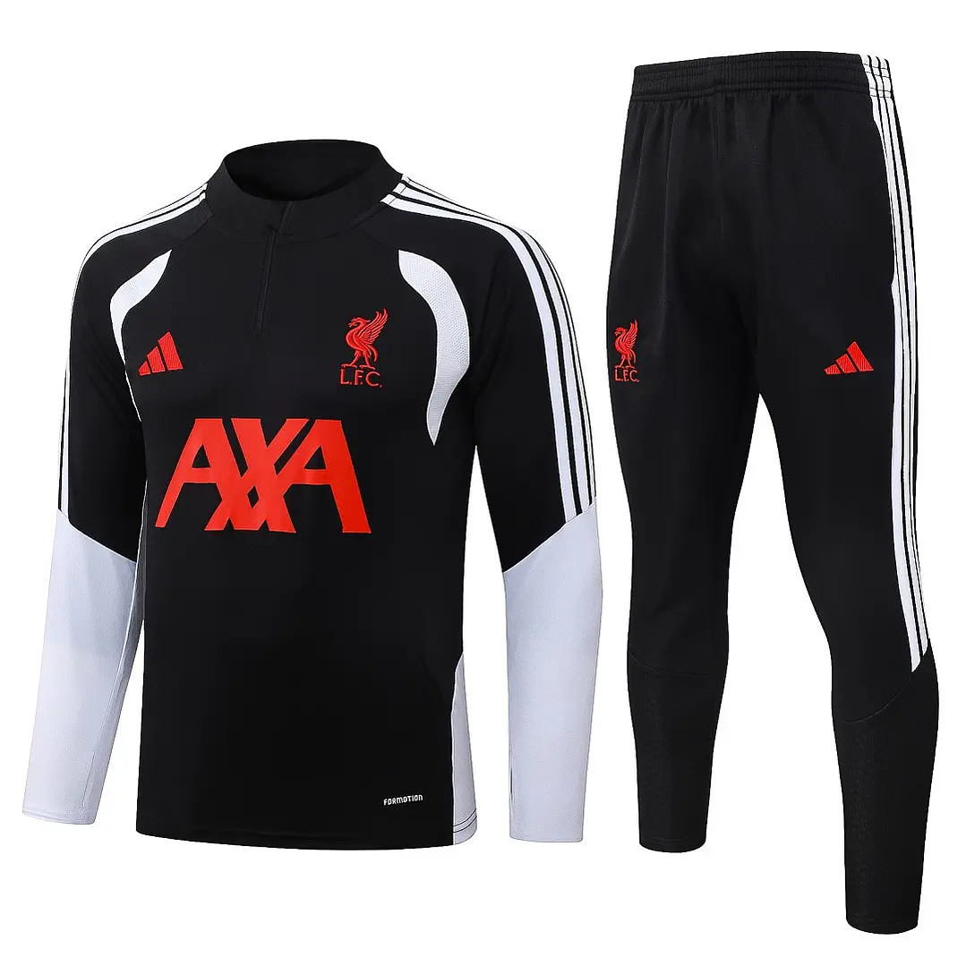 CONJUNTO DE TREINO LIVERPOOL 26/27 - MEIO ZÍPER - Preto e Branco 1