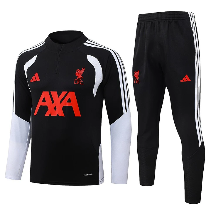 CONJUNTO DE TREINO LIVERPOOL 26/27 - MEIO ZÍPER - Preto e Branco 1