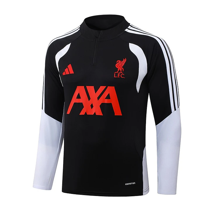CONJUNTO DE TREINO LIVERPOOL 26/27 - MEIO ZÍPER - Preto e Branco 3