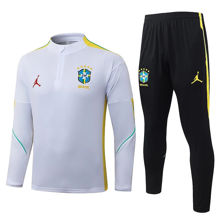 CONJUNTO DE TREINO SELEÇÃO BRASILEIRA 26/27 - MEIO ZÍPER - Branco 1