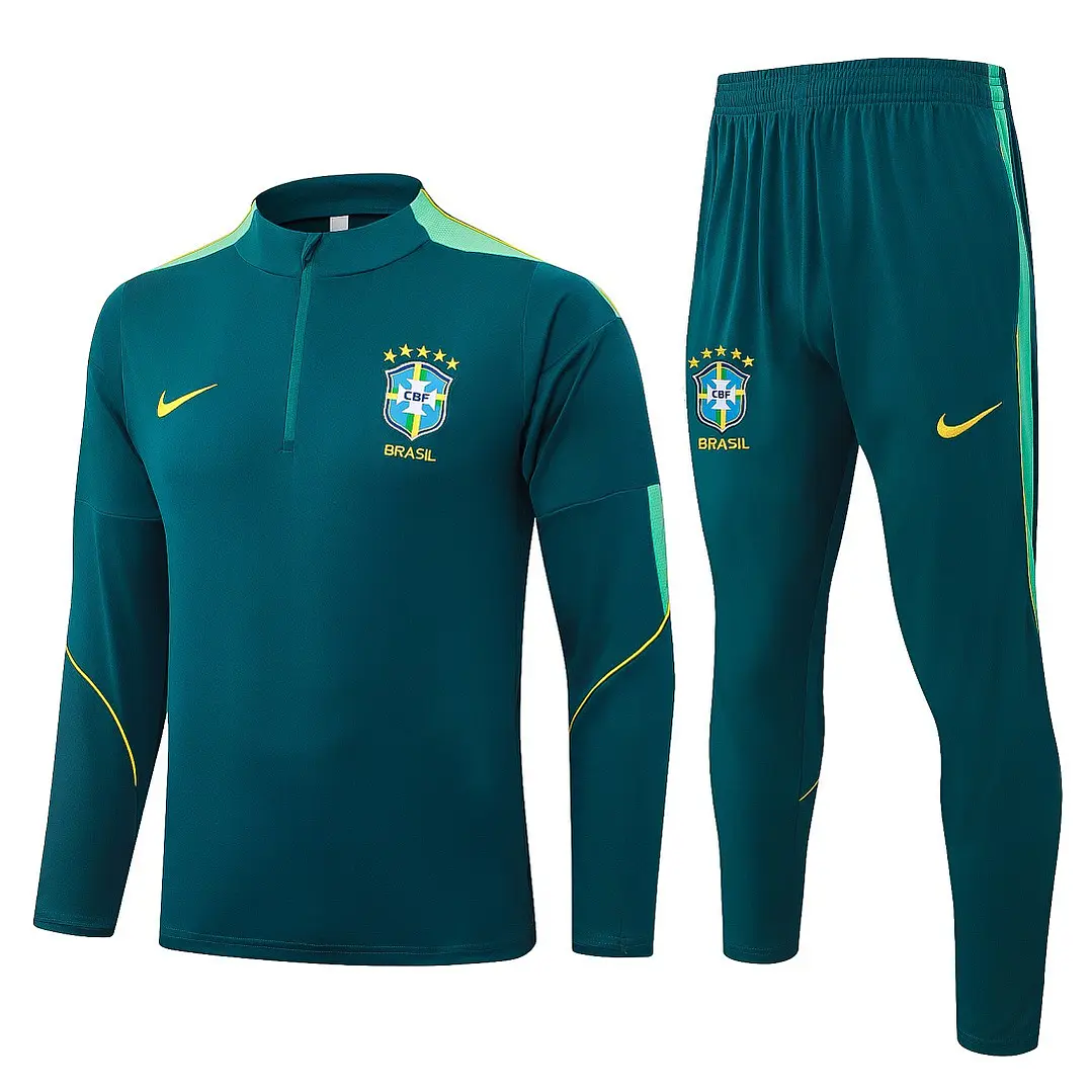 CONJUNTO DE TREINO SELEÇÃO BRASILEIRA 26/27 - MEIO ZÍPER - Verde Escuro 1