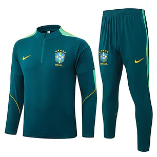 CONJUNTO DE TREINO SELEÇÃO BRASILEIRA 26/27 - MEIO ZÍPER - Verde Escuro