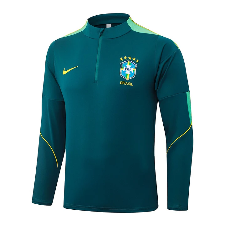 CONJUNTO DE TREINO SELEÇÃO BRASILEIRA 26/27 - MEIO ZÍPER - Verde Escuro 3