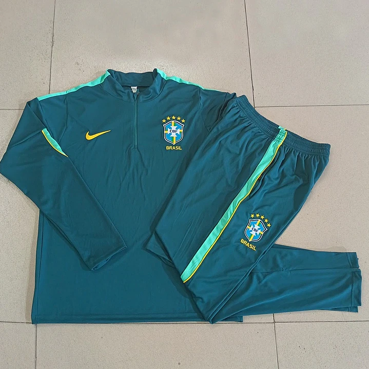 CONJUNTO DE TREINO SELEÇÃO BRASILEIRA 26/27 - MEIO ZÍPER - Verde Escuro 5