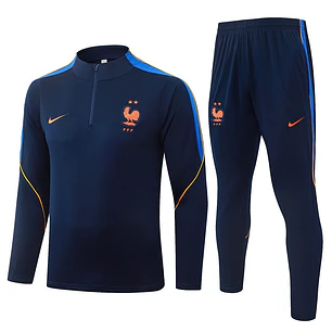 CONJUNTO DE TREINO FRANÇA 26/27 - MEIO ZÍPER - Azul-Marinho