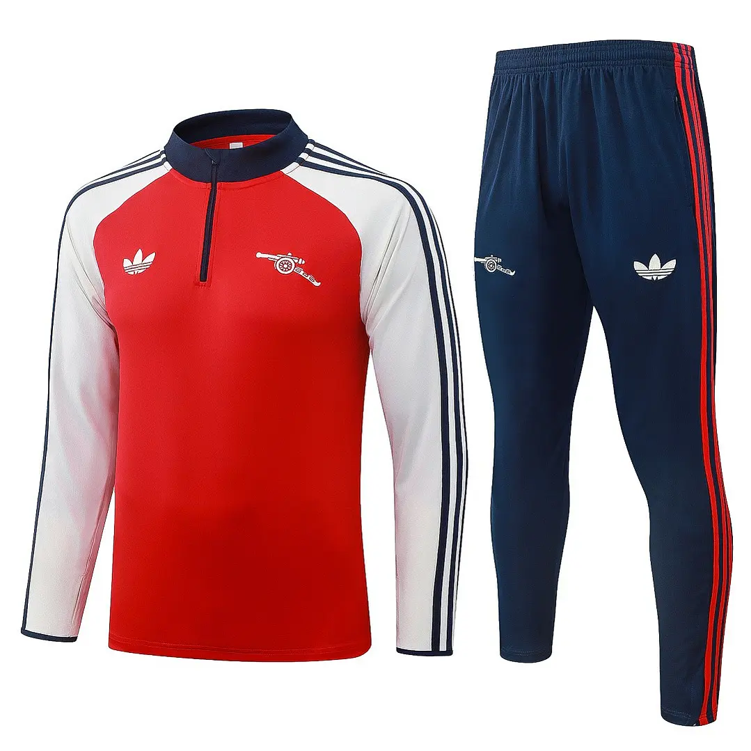CONJUNTO DE TREINO ARSENAL 26/27 - MEIO ZÍPER - Vermelho e Bege Retrô 1