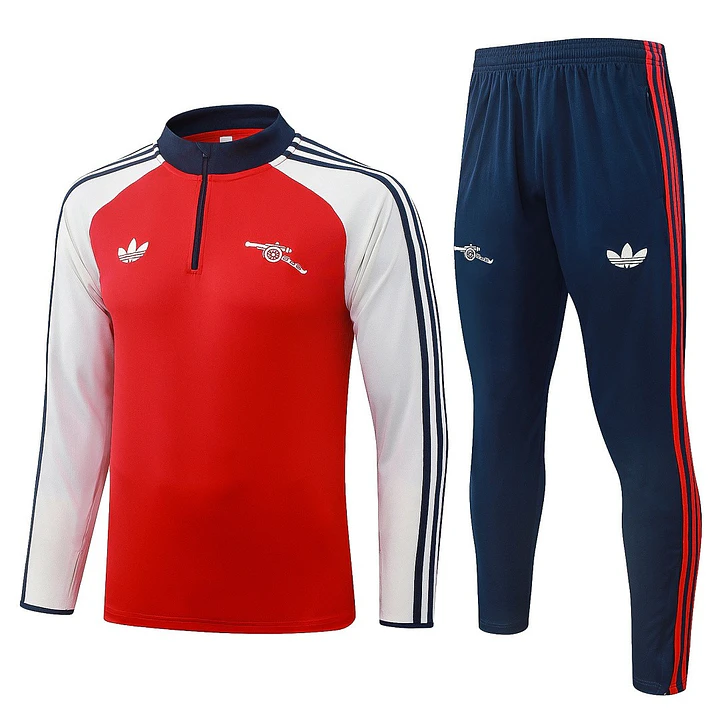 CONJUNTO DE TREINO ARSENAL 26/27 - MEIO ZÍPER - Vermelho e Bege Retrô 1