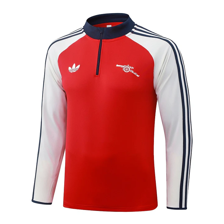 CONJUNTO DE TREINO ARSENAL 26/27 - MEIO ZÍPER - Vermelho e Bege Retrô 3