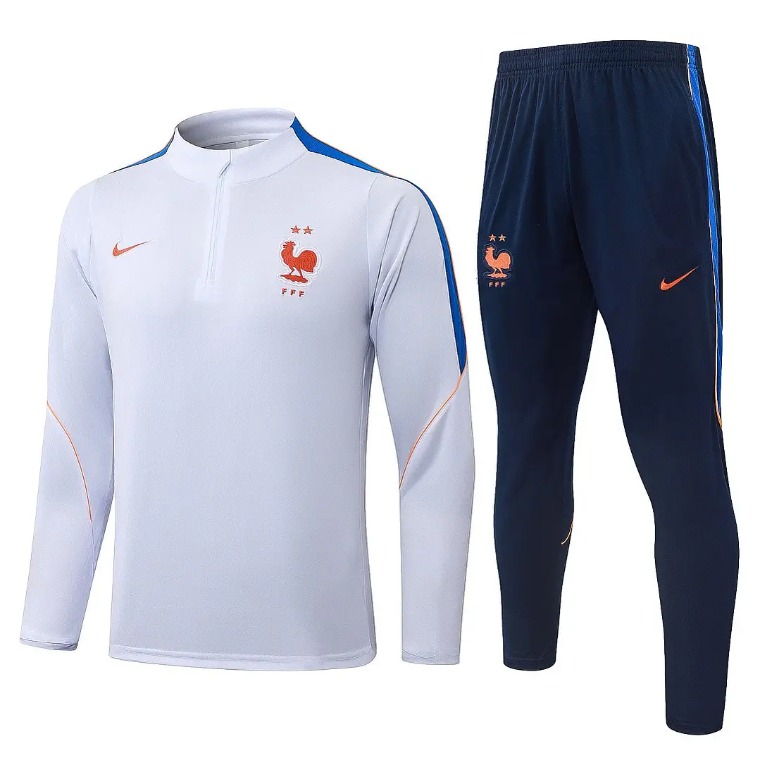 CONJUNTO DE TREINO FRANÇA 26/27 - MEIO ZÍPER - Branco 1