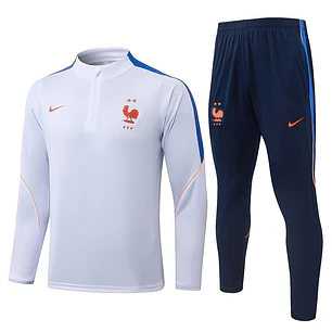 CONJUNTO DE TREINO FRANÇA 26/27 - MEIO ZÍPER - Branco