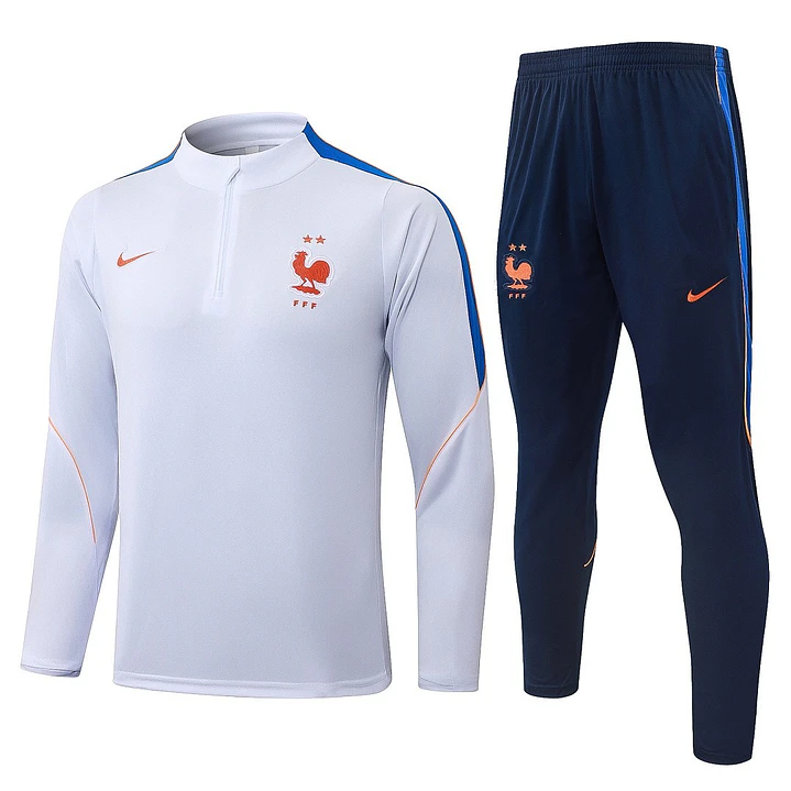 CONJUNTO DE TREINO FRANÇA 26/27 - MEIO ZÍPER - Branco 1