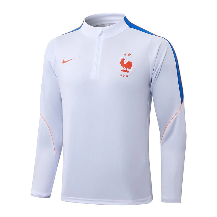 CONJUNTO DE TREINO FRANÇA 26/27 - MEIO ZÍPER - Branco 3