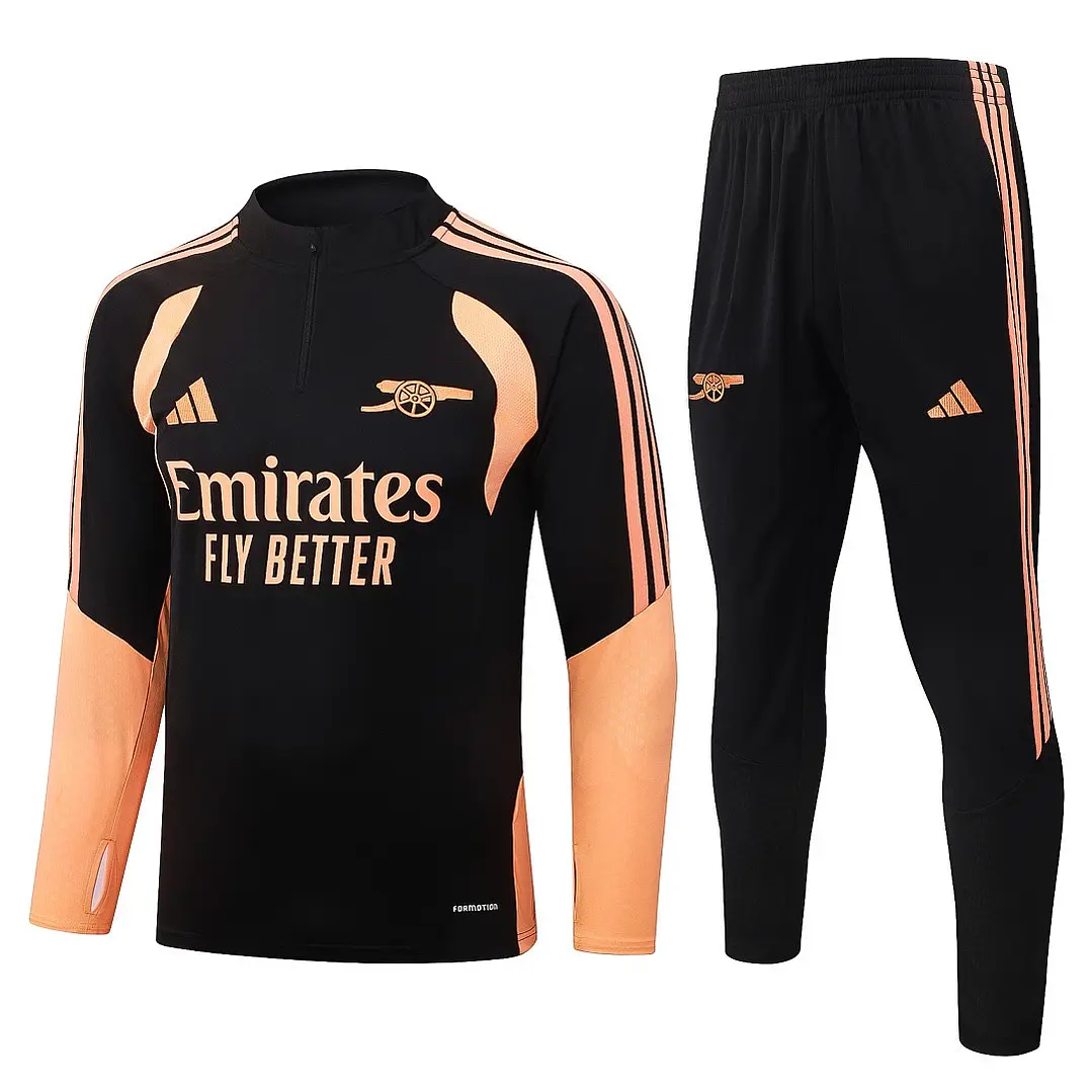 CONJUNTO DE TREINO ARSENAL 26/27 - MEIO ZÍPER - Preto e Laranja 1