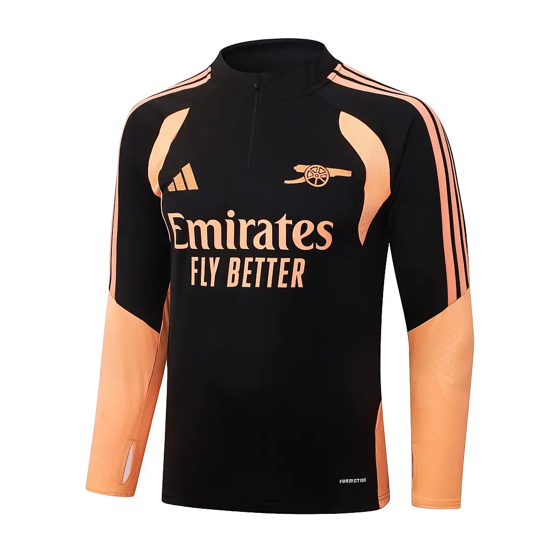 CONJUNTO DE TREINO ARSENAL 26/27 - MEIO ZÍPER - Preto e Laranja 3