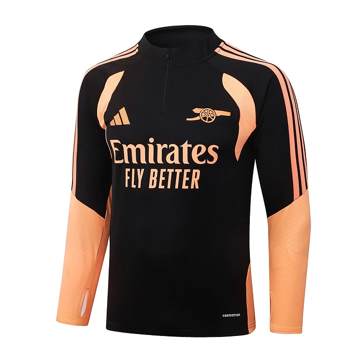 CONJUNTO DE TREINO ARSENAL 26/27 - MEIO ZÍPER - Preto e Laranja 3