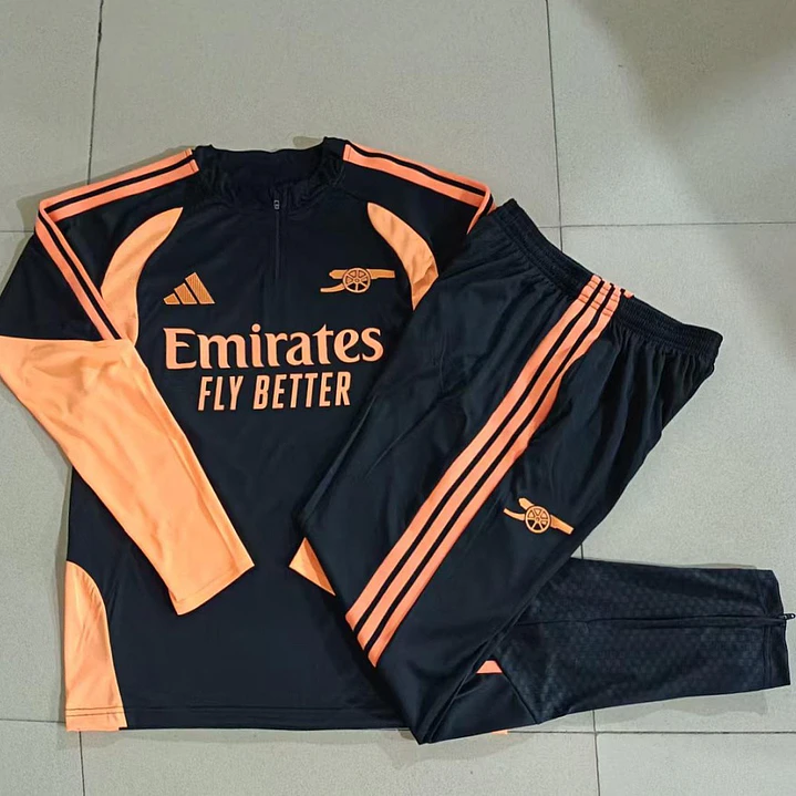 CONJUNTO DE TREINO ARSENAL 26/27 - MEIO ZÍPER - Preto e Laranja 5