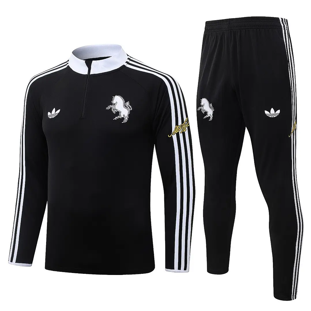 CONJUNTO DE TREINO JUVENTUS 26/27 - MEIO ZÍPER - Preto Retrô 1