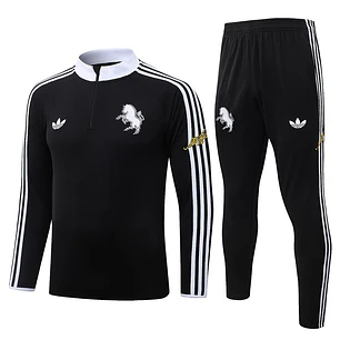 CONJUNTO DE TREINO JUVENTUS 26/27 - MEIO ZÍPER - Preto Retrô
