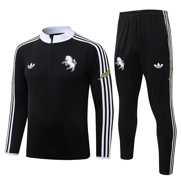 CONJUNTO DE TREINO JUVENTUS 26/27 - MEIO ZÍPER - Preto Retrô 1